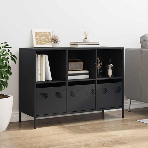 vidaXL Sideboard Schwarz 101,5x39x73,5 cm Kaltgewalzter Stahl