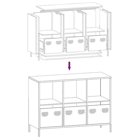 vidaXL Sideboard Schwarz 101,5x39x73,5 cm Kaltgewalzter Stahl