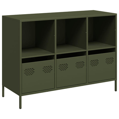 vidaXL Sideboard Olivgrün 101,5x39x73,5 cm Kaltgewalzter Stahl