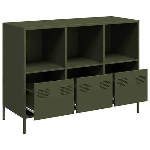 vidaXL Sideboard Olivgrün 101,5x39x73,5 cm Kaltgewalzter Stahl