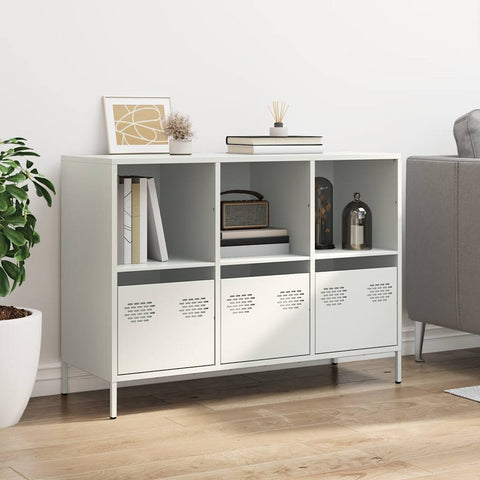 vidaXL Sideboard Weiß 101,5x39x73,5 cm Kaltgewalzter Stahl