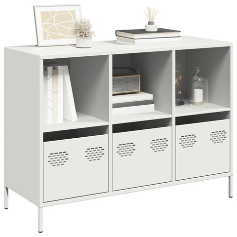 vidaXL Sideboard Weiß 101,5x39x73,5 cm Kaltgewalzter Stahl