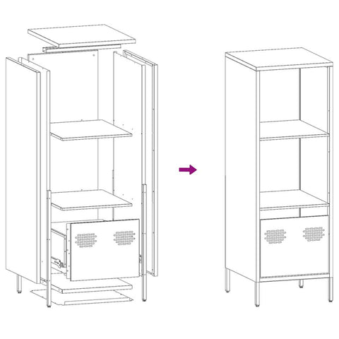 vidaXL Highboard Schwarz 35x39x103,5 cm Stahl