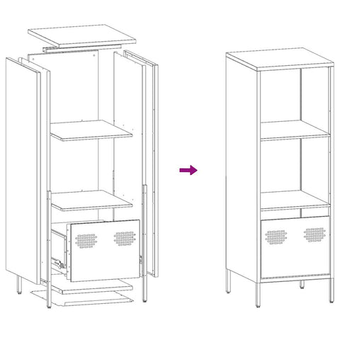 vidaXL Highboard Senfgelb 35x39x103,5 cm Stahl