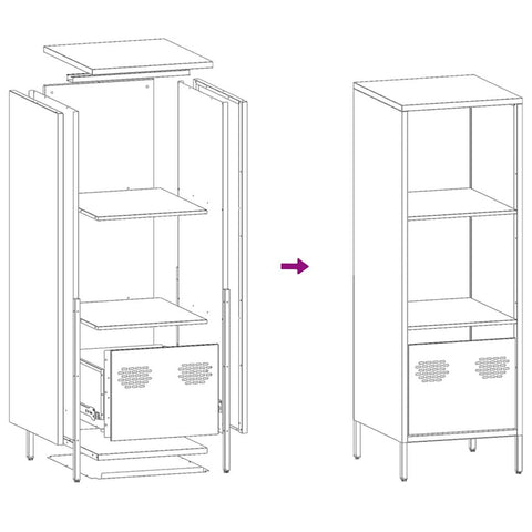 vidaXL Highboard Olivgrün 35x39x103,5 cm Stahl