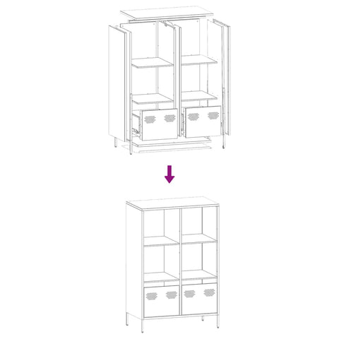 vidaXL Highboard Schwarz 68x39x103,5 cm Stahl