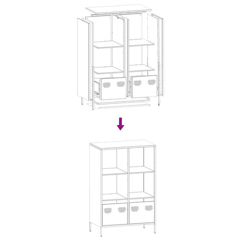 vidaXL Highboard Rosa 68x39x103,5 cm Stahl