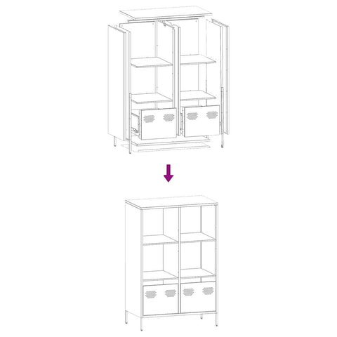 vidaXL Highboard Senfgelb 68x39x103,5 cm Stahl