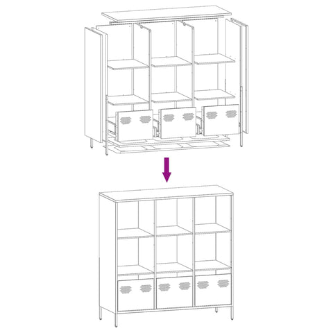 vidaXL Highboard Schwarz 101,5x39x103,5 cm Stahl