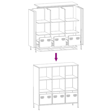 vidaXL Highboard Rosa 101,5x39x103,5 cm Stahl