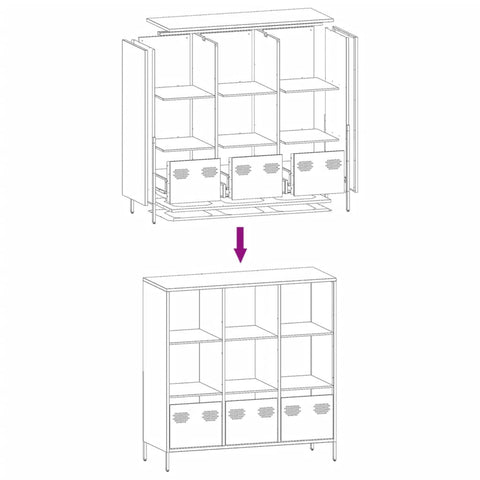 vidaXL Highboard Anthrazit 101,5x39x103,5 cm Stahl