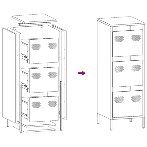 vidaXL Highboard Schwarz 39x35x103,5 cm Stahl