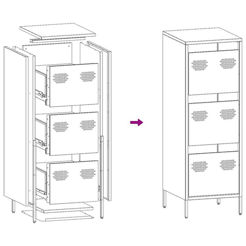 vidaXL Highboard Rosa 39x35x103,5 cm Stahl