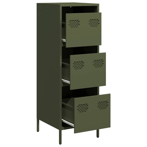 vidaXL Highboard Olivgrün 39x35x103,5 cm Stahl