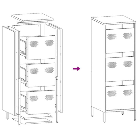 vidaXL Highboard Olivgrün 39x35x103,5 cm Stahl