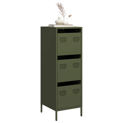 vidaXL Highboard Olivgrün 39x35x103,5 cm Stahl