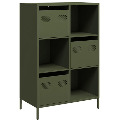 vidaXL Highboard Olivgrün 68x39x103,5 cm Stahl