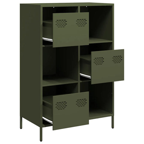 vidaXL Highboard Olivgrün 68x39x103,5 cm Stahl