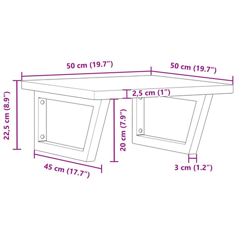 vidaXL Waschbeckenregal Wandmontage Stahl und Massivholz Buche