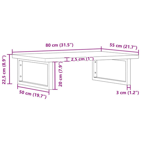 vidaXL Waschbeckenregal Wandmontage Stahl und Massivholz Buche