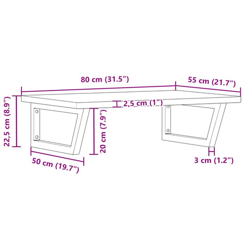 vidaXL Waschbeckenregal Wandmontage Stahl und Massivholz Buche