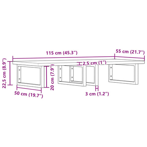 vidaXL Waschbeckenregal Wandmontage Stahl und Massivholz Buche