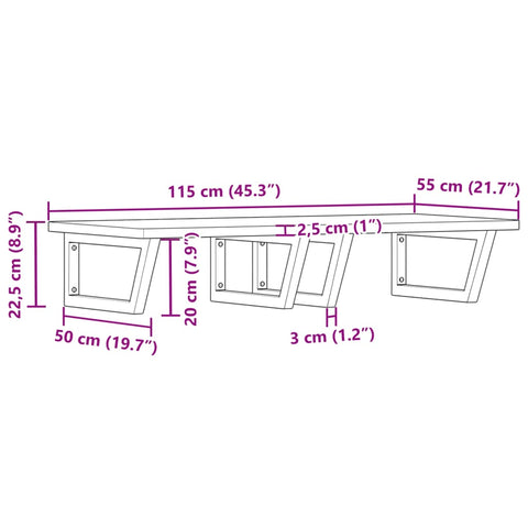 vidaXL Waschbeckenregal Wandmontage Stahl und Massivholz Buche