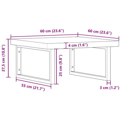 vidaXL Waschbeckenregal Wandmontage Stahl und Massivholz Buche