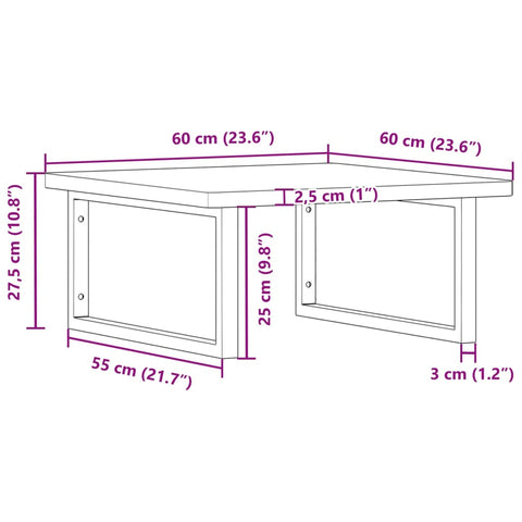 vidaXL Waschbeckenregal Wandmontage Stahl und Massivholz Buche