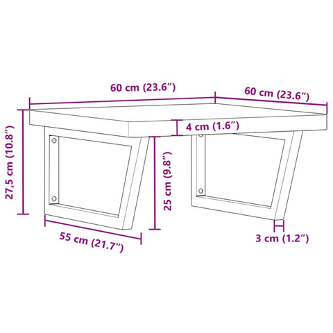 vidaXL Waschbeckenregal Wandmontage Stahl und Massivholz Buche