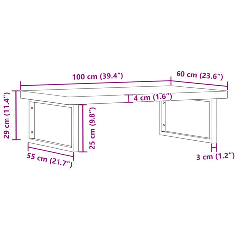 vidaXL Waschbeckenregal Wandmontage Stahl und Massivholz Buche