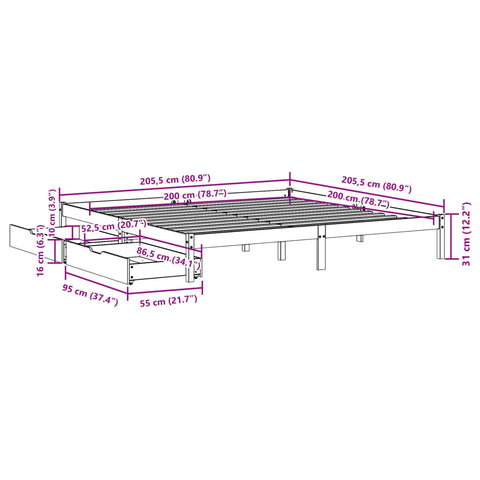 vidaXL Massivholzbett ohne Matratze Weiß 200x200 cm Kiefernholz