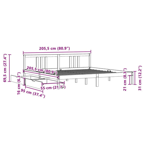 vidaXL Massivholzbett ohne Matratze Weiß 200x200 cm Kiefernholz