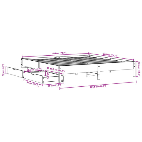 vidaXL Massivholzbett ohne Matratze Weiß 200x200 cm Kiefernholz