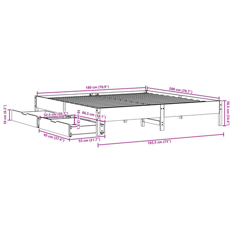 vidaXL Massivholzbett ohne Matratze Weiß 180x200 cm Kiefernholz