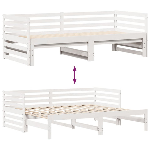 Tagesbett mit Schubladen Weiß 90x200 cm Kiefernholz