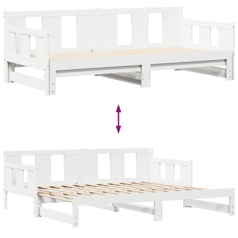 Tagesbett Ausziehbar mit Schubladen ohne Matratze Weiß 90x200cm