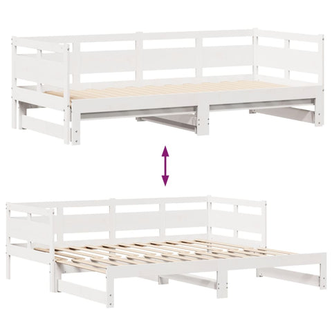 Tagesbett Ausziehbar mit Schubladen ohne Matratze Weiß 90x200cm