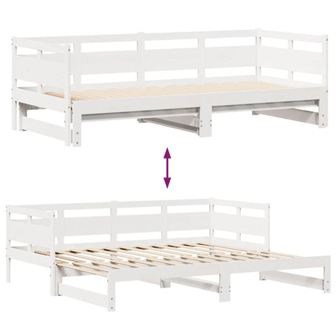 Tagesbett Ausziehbar mit Schubladen ohne Matratze Weiß 80x200cm