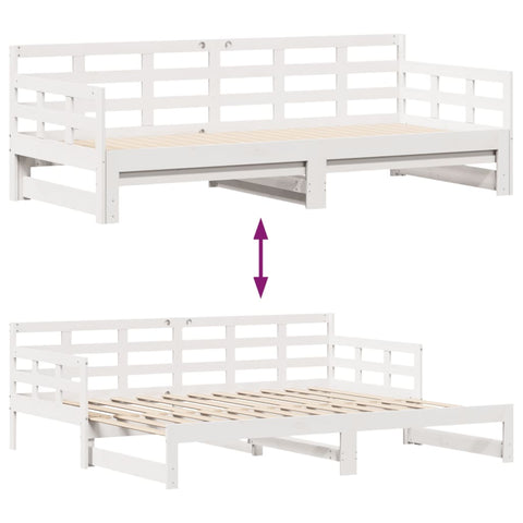 Tagesbett Ausziehbar mit Schubladen ohne Matratze Weiß 90x200cm