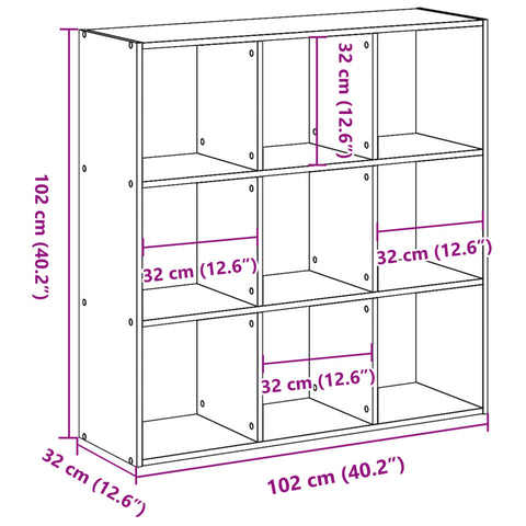 Bücherregal Artisan-Eiche 102x32x102 cm Holzwerkstoff