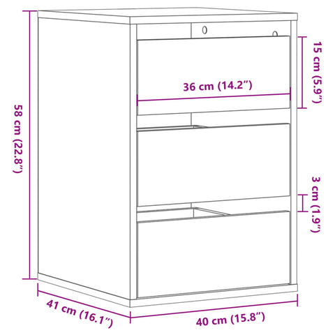 vidaXL Kommode Sonoma-Eiche 40x41x58 cm Holzwerkstoff