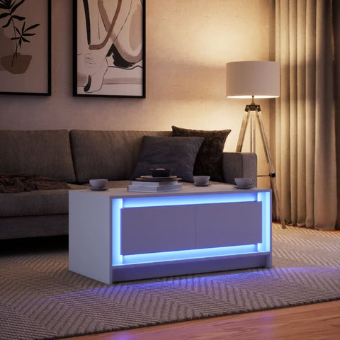 vidaXL LED-Couchtisch Weiß Holzwerkstoff