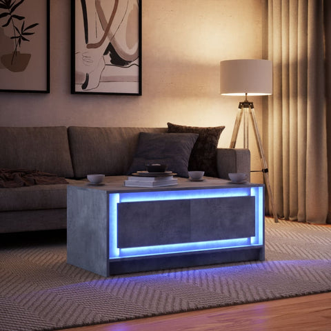 vidaXL LED-Couchtisch Betongrau Holzwerkstoff