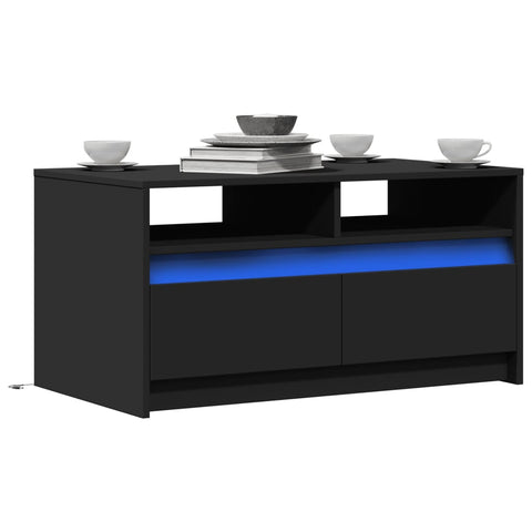 vidaXL LED-Couchtisch Schwarz Holzwerkstoff