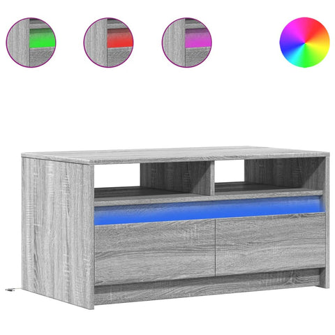 vidaXL LED-Couchtisch Grau Sonoma Holzwerkstoff