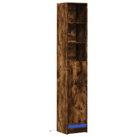 vidaXL LED-Sideboard Räuchereiche 36x32,5x200 cm Holzwerkstoff