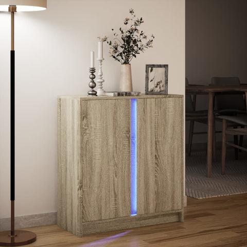 vidaXL LED-Sideboard Sonoma-Eiche 77x34x85 cm Holzwerkstoff