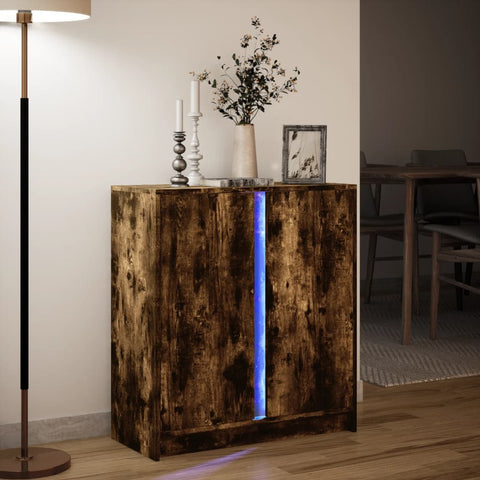 vidaXL LED-Sideboard Räuchereiche 77x34x85 cm Holzwerkstoff