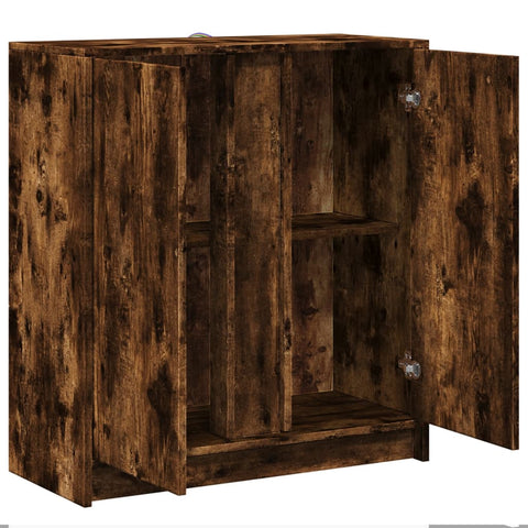 vidaXL LED-Sideboard Räuchereiche 77x34x85 cm Holzwerkstoff